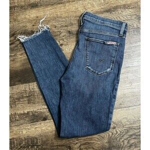 Hudson‎ Jeans Natalie Midrise Super Skinny Ankle Raw Hem Size 27 Distressed